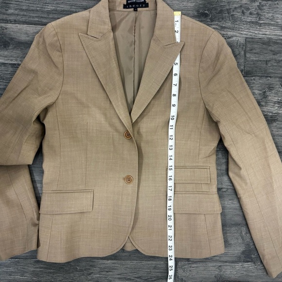 Theory Women Wool Beige Suit Blazer Jacket SZ 10 Academia Preppy Officewear - Picture 8 of 11